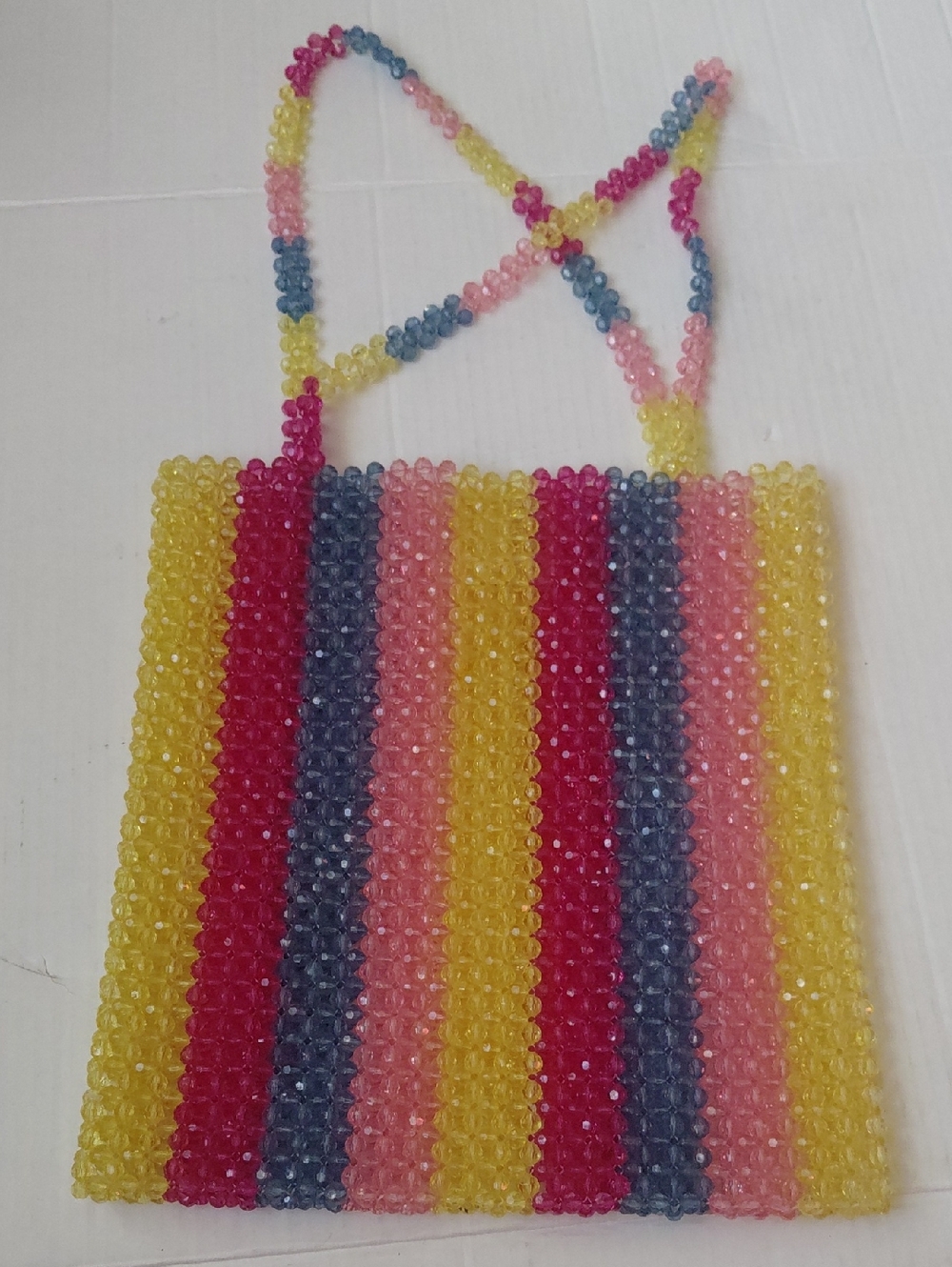 FOREVER 21 Womens Multicolor Colorful Beaded Stripe Shoulder Bag 12"x11" EUC - Picture 1 of 9